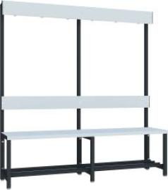 Garderobensitzbank PVC mit Schuhrost, einseitig RAL 7016 B1500xT400xH420/1600mm Produktbild