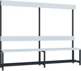 Garderobensitzbank PVC mit Schuhrost, einseitig RAL 7016 B2000xT400xH420/1600mm Produktbild