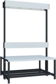 Garderobensitzbank PVC mit Schuhrost zweiseitig RAL 7016 B1000xT400xH420/1600mm Produktbild