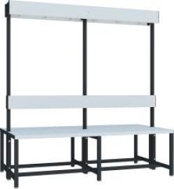 Garderobensitzbank PVC zweiseitig RAL 7016 B1500xT400xH420/1600mm Produktbild