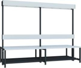 Garderobensitzbank PVC mit Schuhrost zweiseitig RAL 7016 B2000xT400xH420/1600mm Produktbild