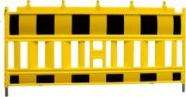 Schrankenzaun Euro 1 B2000 mm, nach ZTV-SA gelb/schwarz mit Lampenadapter Produktbild