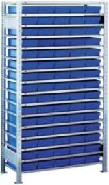 Steckregal B1000xT300xH2000 mm Anbaufeld 16 Böden vzk Fachlast 150kg 75 Kästen Produktbild