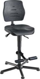 Arbeitsstuhl PU-Schaum schwarz Sitzhöhe 580-830 mm mit Gleiter/Fußstütze Produktbild