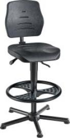 Arbeitsstuhl PU-Schaum schwarz Sitzhöhe 580-830 mm mit Gleiter/Fußring Produktbild