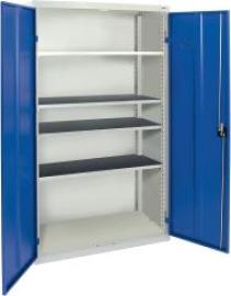 Flügeltürenschrank B1000xT500xH1800 mm RAL 7035/5010 4 Fachböden Produktbild