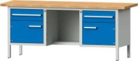 Format Kastenwerkbank B2000xT700xH840mm RAL 7035/5012 BMP: 40 mm 2 Schubladen, 2 Türen Produktbild