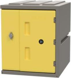 Kunststoff-Schließfach B385xT470xH460 mm Tür gelb Produktbild