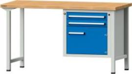Format Kombi-Werkbank B1500xT700xH840mm RAL 7035/5012 BMP: 40 mm 2 Schubladen, 1 Tür Produktbild