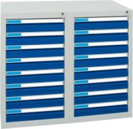 Format Schubladenschrank B500xT1000xH900mm RAL 7035/5010 16 Schubladen 75kg Produktbild