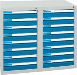 Format Schubladenschrank B500xT1000xH900mm RAL 7035/5012 16 Schubladen 75kg Produktbild