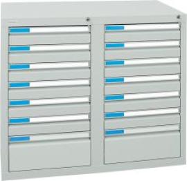 Format Schubladenschrank B500xT1000xH900mm RAL 7035/7035 14 Schubladen 75kg Produktbild