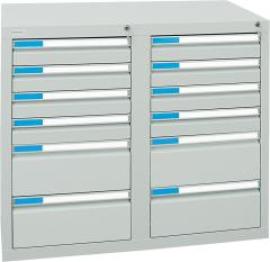 Format Schubladenschrank B500xT1000xH900mm RAL 7035/7035 12 Schubladen 75kg Produktbild