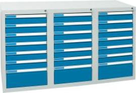 Format Schubladenschrank B500xT1500xH900mm RAL 7035/5012 21 Schubladen 75kg Produktbild