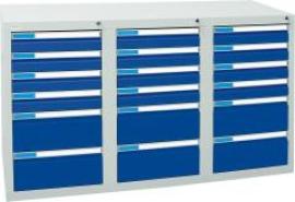 Format Schubladenschrank B500xT1500xH900mm RAL 7035/5010 18 Schubladen 75kg Produktbild