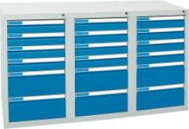 Format Schubladenschrank B500xT1500xH900mm RAL 7035/5012 18 Schubladen 75kg Produktbild