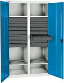 Werkzeugschrank B1000xT500xH1800 mm RAL 7035/5012 14 Schubladen, 4 Wannen Produktbild