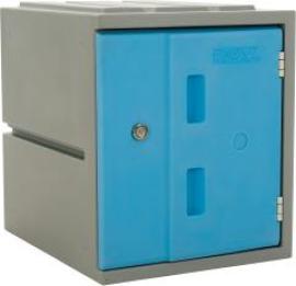 Kunststoff-Schließfach B385xT470xH460 mm Tür blau Produktbild