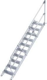 Alu-Treppe 45 Grad 10 Stufen B 600 mm lichte Höhe 2080 mm Ausladung 2341 mm Produktbild