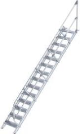 Alu-Treppe 45 Grad 14 Stufen B 600 mm lichte Höhe 2910 mm Ausladung 3179 mm Produktbild
