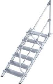 Alu-Treppe 45 Grad 6 Stufen B 800 mm lichte Höhe 1250 mm Ausladung 1499 mm Produktbild