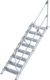 Alu-Treppe 45 Grad 8 Stufen B 800 mm lichte Höhe 1670 mm Ausladung 1924 mm Produktbild