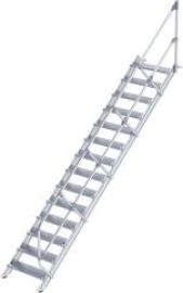 Alu-Treppe 45 Grad 14 Stufen B 800 mm lichte Höhe 2910 mm Ausladung 3179 mm Produktbild