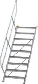 Alu-Treppe 45 Grad 6 Stufen B 600 mm lichte Höhe 1250 mm Ausladung 1499 mm Produktbild