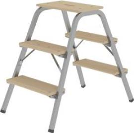 Stahl-Holz-Tritt 3 Holzstufen Höhe Deckbrett 0,73 m Arbeitshöhe bis 2,60 m Produktbild