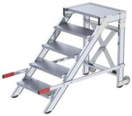 Alu-Arbeitspodest fahrbar5 Alu-Stufen B 600 mm Podesthöhe 0,99 m Arbeitshöhe bis 3,00 m Produktbild