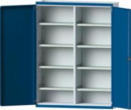 Schwerlastschrank B1485xT400xH1950mm RAL7035/5010 m.Mittelwand8 Böden Produktbild
