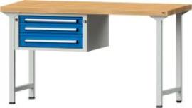 Anke Kombi-Werkbank B1500xT700xH850mm RAL7035/5012 BMP: 50 mm 3 Schubladen Produktbild