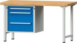 Anke Kombi-Werkbank B1500xT700xH850mm RAL7035/5012 BMP: 50 mm 3 Schubladen Produktbild