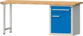 Format Kombi-Werkbank B2000xT700xH840mm RAL 7035/5012 BMP: 40 mm 1 Schublade, 1 Tür Produktbild