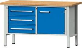 Anke Kastenwerkbank B1500xT700xH890mm RAL7035/5012 BMP: 40 mm 3 Schubladen, 1 Tür Produktbild