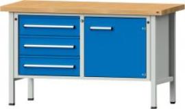 Anke Kastenwerkbank B1500xT700xH900mm RAL7035/5012 BMP: 50 mm 3 Schubladen, 1 Tür Produktbild