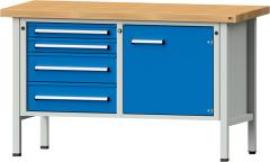 Anke Kastenwerkbank B1500xT700xH900mm RAL7035/5012 BMP: 50 mm 4 Schubladen, 1 Tür Produktbild