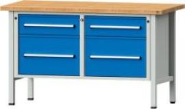 Anke Kastenwerkbank B1500xT700xH890mm RAL7035/5012 BMP: 40 mm 4 Schubladen Produktbild