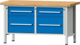 Anke Kastenwerkbank B1500xT700xH850mm RAL7035/5012 BMP: 50 mm 4 Schubladen Produktbild