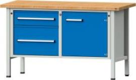 Anke Kastenwerkbank B1500xT700xH890mm RAL7035/5012 BMP: 40 mm 2 Schubladen, 1 Tür Produktbild