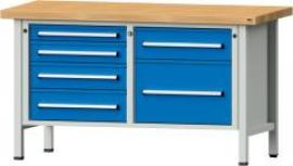 Anke Kastenwerkbank B1500xT700xH850mm RAL7035/5012 BMP: 50 mm 6 Schubladen Produktbild