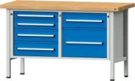 Anke Kastenwerkbank B1500xT700xH900mm RAL7035/5012 BMP: 50 mm 6 Schubladen Produktbild