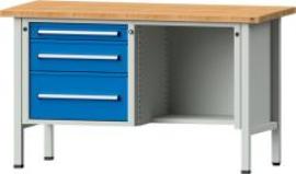 Anke Kastenwerkbank B1500xT700xH890mm RAL7035/5012 BMP: 40 mm 3 Schubladen Produktbild