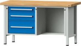 Anke Kastenwerkbank B1500xT700xH850mm RAL7035/5012 BMP: 50 mm 3 Schubladen Produktbild