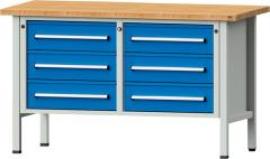 Anke Kastenwerkbank B1500xT700xH890mm RAL7035/5012 BMP: 40 mm 6 Schubladen Produktbild