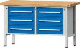 Anke Kastenwerkbank B1500xT700xH900mm RAL7035/5012 BMP: 50 mm 6 Schubladen Produktbild