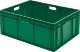 Transport-Stapelkasten B800xT600xH320 mm grün, geschlossen mit Griffloch LA-KA-PE Produktbild