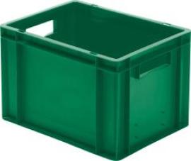 Transport-Stapelkasten B400xT300xH270 mm grün, geschlossen mit Griffloch LA-KA-PE Produktbild