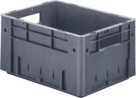 Transport-Stapelkasten B400xT300xH210 mm grau Auflast 600kg mit Griffloch LA-KA-PE Produktbild