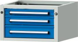 Unterbauschrank B570xT615xH330mm RAL 7035/5012 3 Schubladen Produktbild